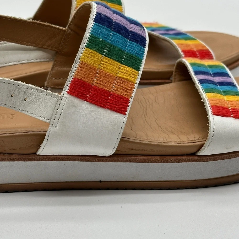 Soludos Remy City Sandals Rainbow‎ and White Women’s Size 9 Embroidered